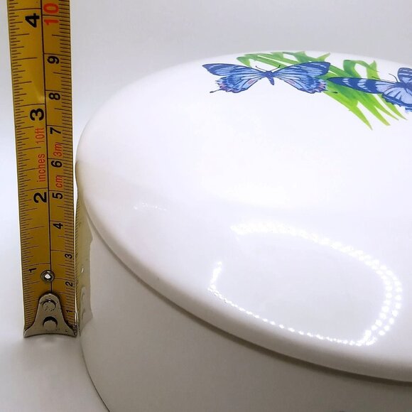 Vintage FTD Butterfly Ceramic Trinket Storage Jewelry Container with Lid 3" Tall - Picture 9 of 14